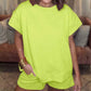 Women's Solid Textured Drawstring Shorts Set (Buy 3 Free Shipping)