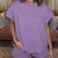 Women's Solid Textured Drawstring Shorts Set (Buy 3 Free Shipping)