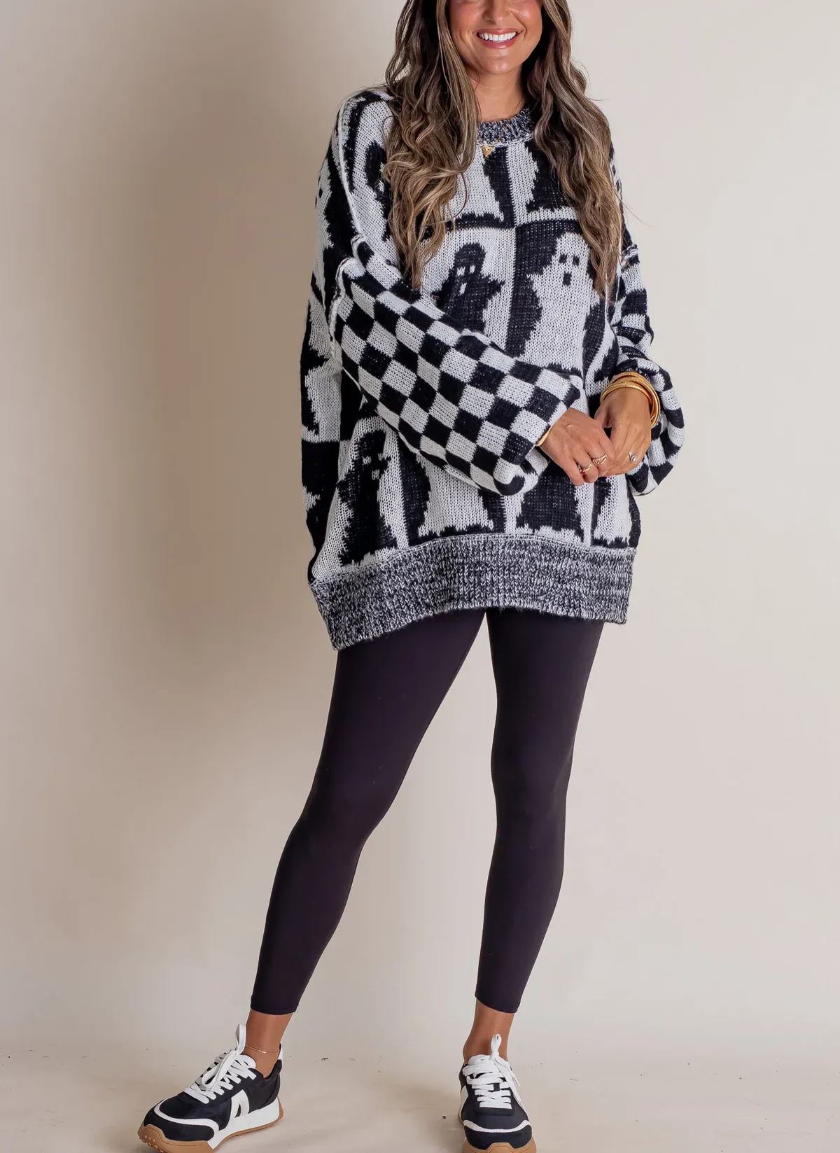 2024 Halloween Checkered Sweater-SPOOKY SEASON