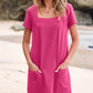 Limited time sale🔥Women's Casual Square Neck Pocket Short Sleeve Dress with Pockets(BUY 2 FREE SHIPPNG)