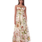 Cream Floral Corset Bustier Midi Dress