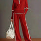 Women's Sporty Striped Quarter-Zip Lounge Set