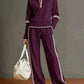 Women's Sporty Striped Quarter-Zip Lounge Set