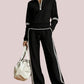 Women's Sporty Striped Quarter-Zip Lounge Set