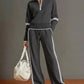 Women's Sporty Striped Quarter-Zip Lounge Set