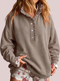 Women's Ruffle Collar Henley Oversized Sweatshirt