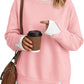 Women's Fake Two Piece Layered Sweatshirt Patchwork Oversized Pullover Top
