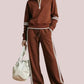 Women's Sporty Striped Quarter-Zip Lounge Set