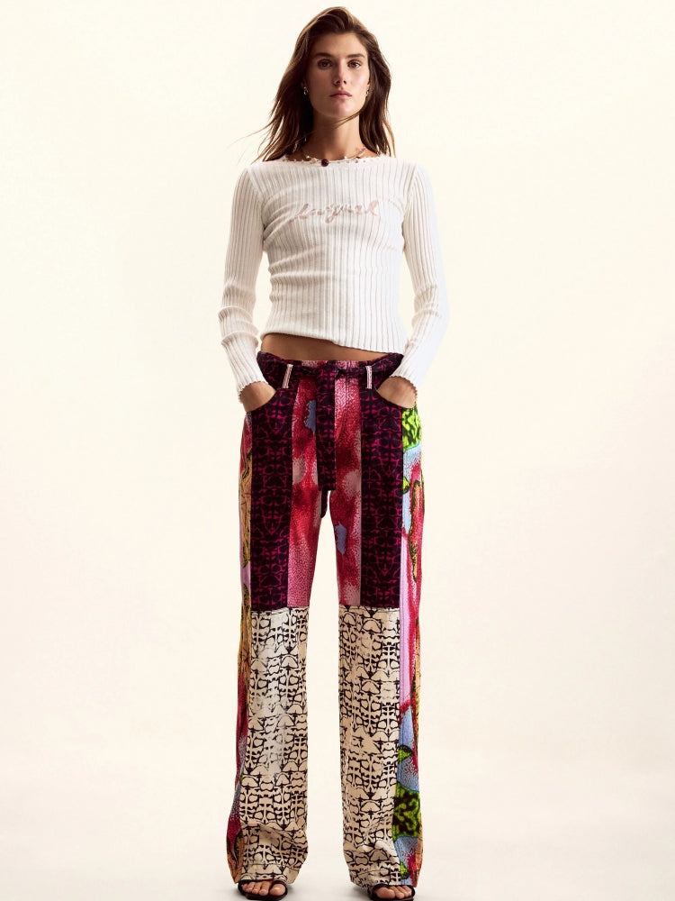 Patchwork Print Flow Pants