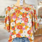 Applique & Floral Print Pleated Detail Rocking Blouse