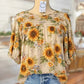 Applique & Floral Print Pleated Detail Rocking Blouse