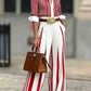 Women's Chic Striped Shirt Wide Leg Pants Set