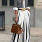 Women's Chic Striped Shirt Wide Leg Pants Set
