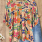 Applique & Floral Print Pleated Detail Rocking Blouse