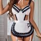 Sexy Hollow Backless Maid Uniform Suit