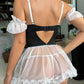 Sexy Colorblock Lace Mesh Suspender Nightdress
