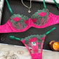 Sexy Colorblock Flower Embroidered Underwire Mesh Bra Set
