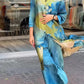 WOMEN FASHION LAPEL PRINT SHIRT AND PANTS TWO-PIECE SET