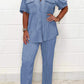 Pleated fabric top and pants suit