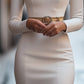 Elegant White Mandarin Collar Dress with Belt Design