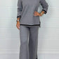 Women's V-Neck Soft Knit Border Edge Trouser Co-Ord