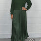 Women's solid color Long Sleeve Jumper & Pleated Bottom Dress Fashion Trends