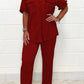 Pleated fabric top and pants suit