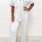 Pleated fabric top and pants suit