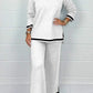 Women's V-Neck Soft Knit Border Edge Trouser Co-Ord