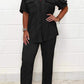 Pleated fabric top and pants suit