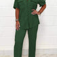 Pleated fabric top and pants suit