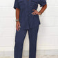 Pleated fabric top and pants suit