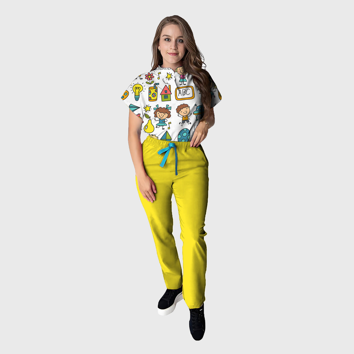 Women's Floral Printed Scrub Set CPJO2