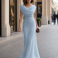 Draped Cowl-Neck Ruched Maxi Dress