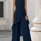 Asymmetric Layered Sleeveless Top & Wide-Leg Pants Set