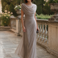 Draped Cowl-Neck Ruched Maxi Dress
