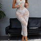 Sexy Floral Lace Mesh See-through Long Camisole Nightgown