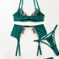 Sexy See-through Mesh Floral Embroidery Patchwork Push-up Bra and Thong Lingerie Set