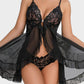 Sexy Lace Mesh See-Through Nightgown with Matching Thong