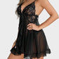 Sexy Lace Mesh See-Through Nightgown with Matching Thong