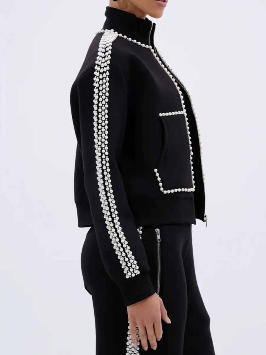 Pearl & Gold Embellished Tracksuit Sets