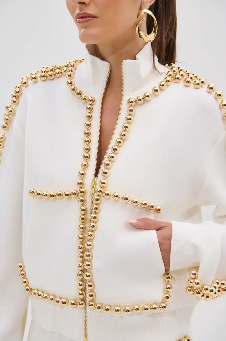 Pearl & Gold Embellished Tracksuit Sets