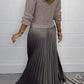 Women's solid color Long Sleeve Jumper & Pleated Bottom Dress Fashion Trends