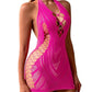Women's Sexy Deep V Open Back Hollow Knit Nightdress