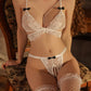 Sexy Pearl Hollow Lace See-Through Sexy Lingerie Set