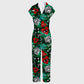 Women's Wide Leg Abstract Tiger Printed Scrub Jumpsuit
