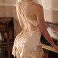 Sexy Deep V-neck Ice Silk Lace Patchwork Backless Camisole Nightgown