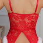 Christmas Sexy Bow Lace See-through Open Crotch Bodysuit