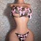 3D Bow-decorated Sexy Strapless Bra and Thong Lingerie Set