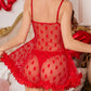 Christmas Sexy Lace Mesh Chemise and Thong Lingerie Set